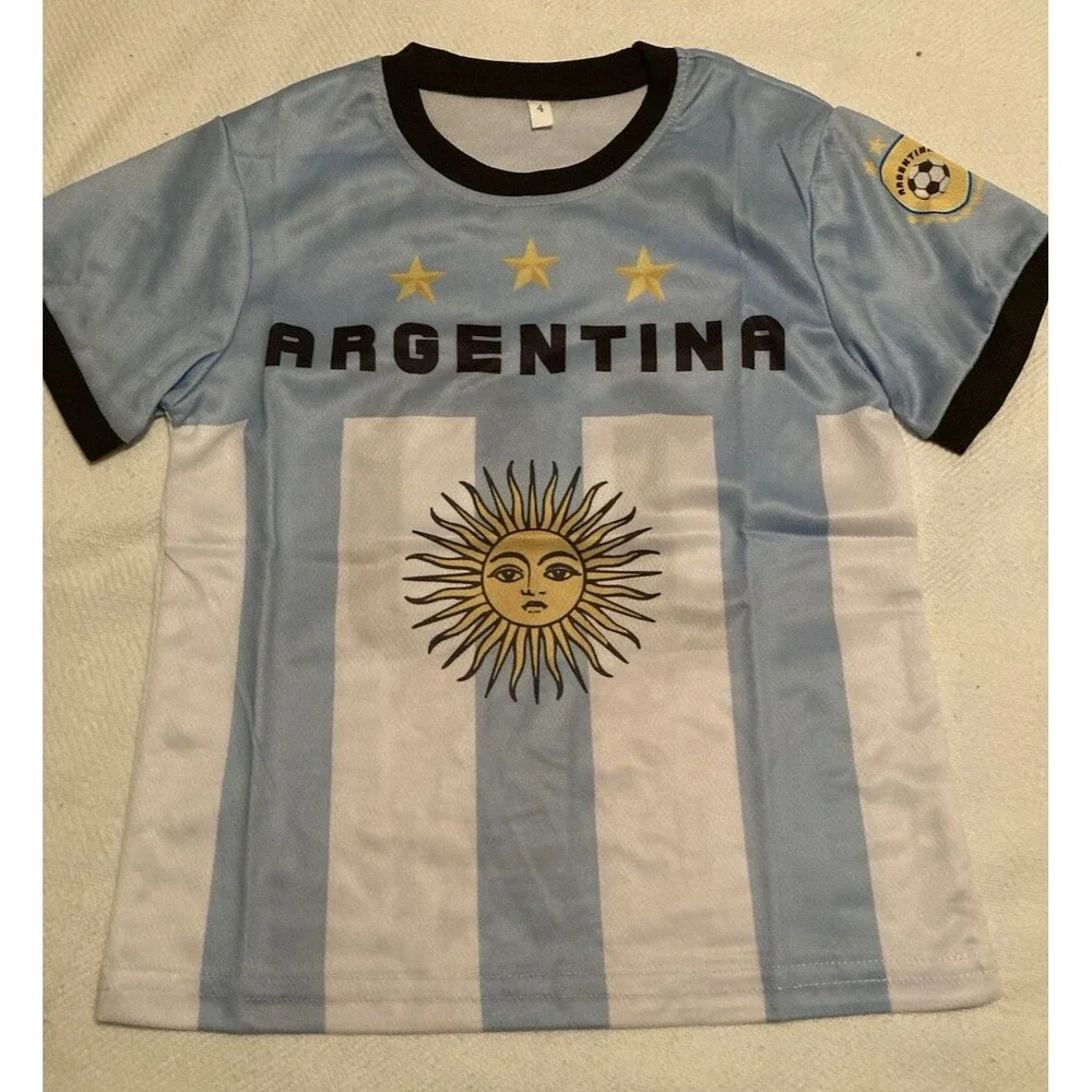 Argentina Kids shorts and top soccer #10 size 4 NEW - Picture 2 of 8